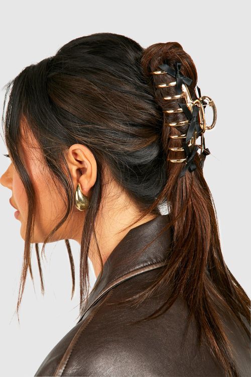 Womens Bow Detail Metal Claw...