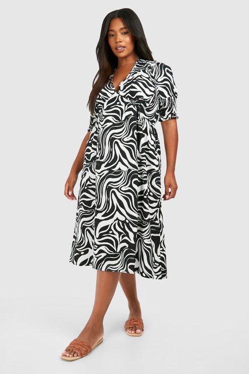 Womens Plus Zebra Shirred...