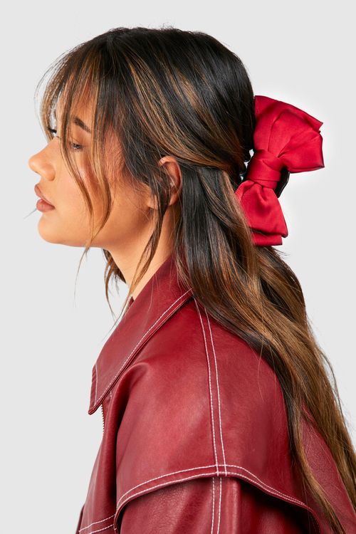 Womens Red Double Bow Claw...