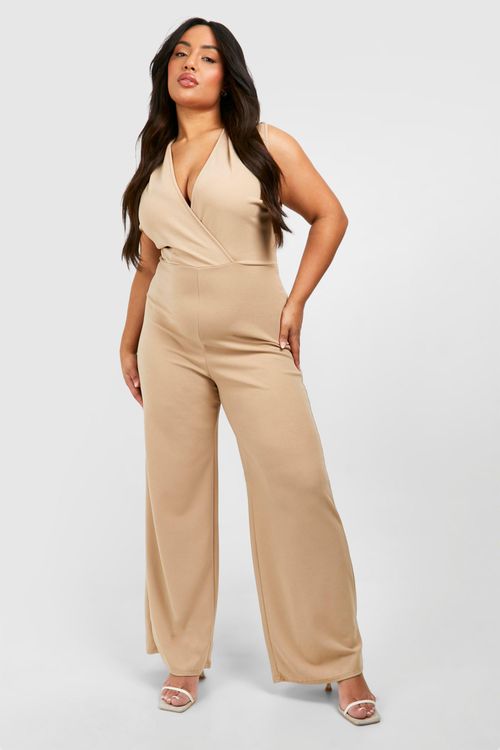 Womens Plus Plunge Wide Leg...