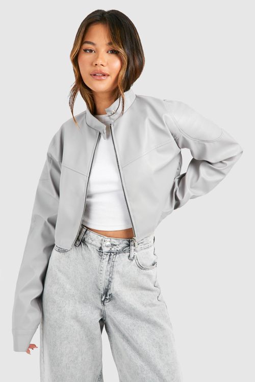 Womens Cropped Moto Bomber...