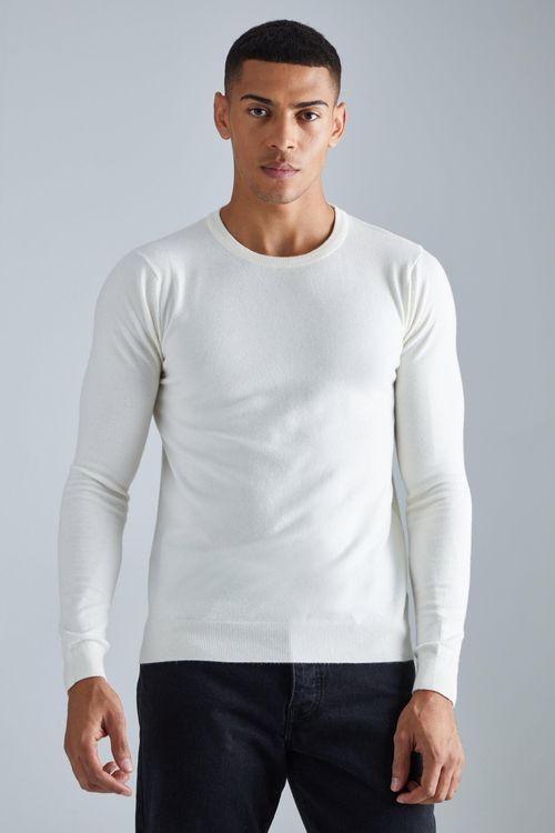 Mens White Regular Crew Neck...