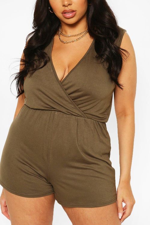 Womens Plus Basic Wrap Over...