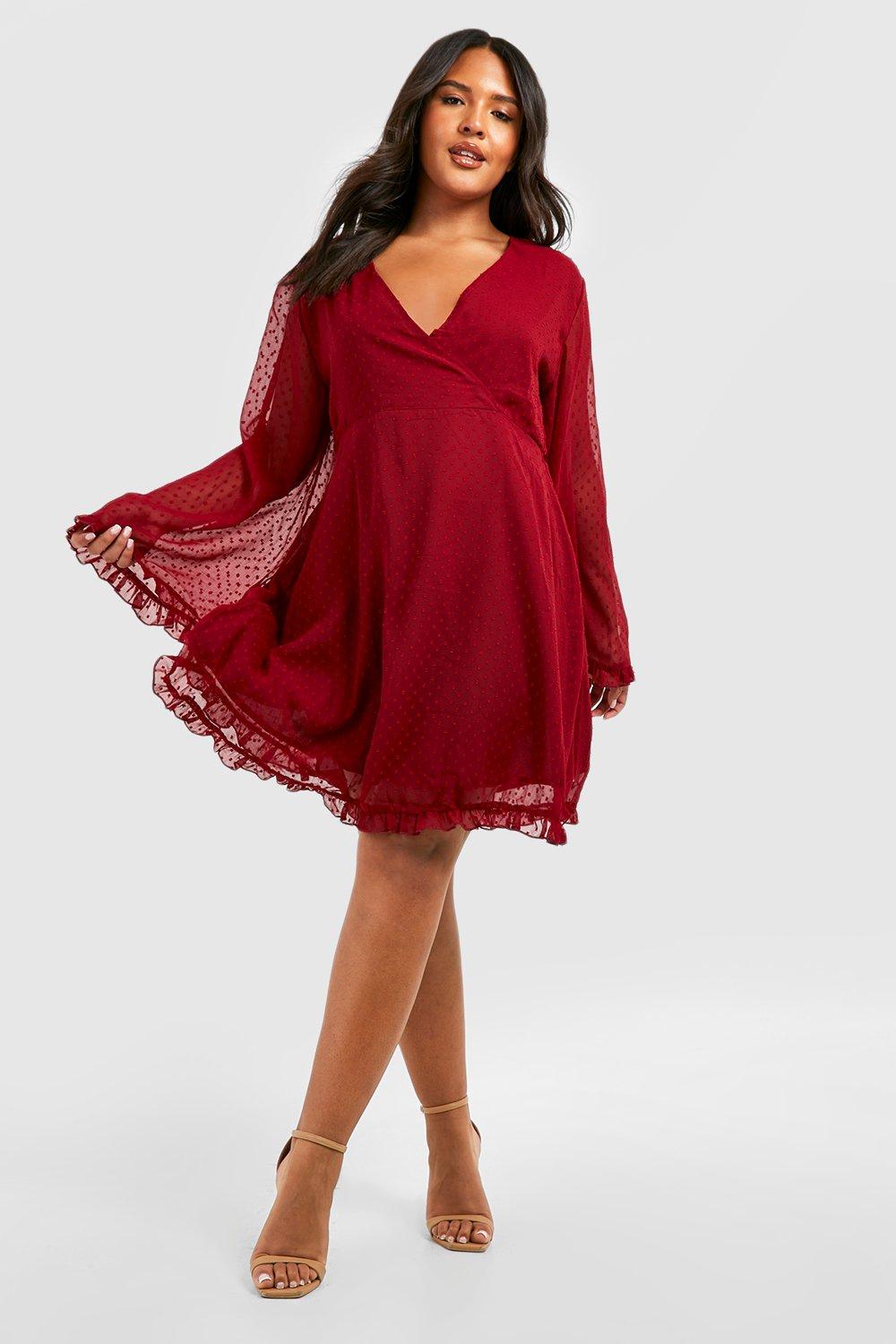 Dobby chiffon wide sleeve skater dress online