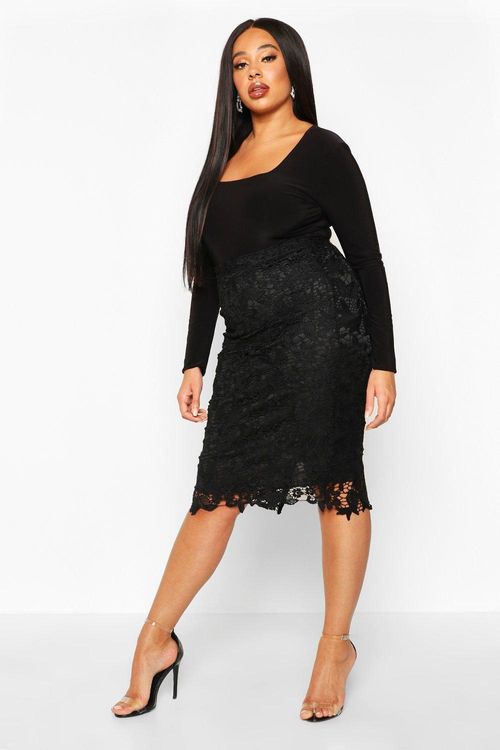 Womens Plus Crochet Lace Midi...