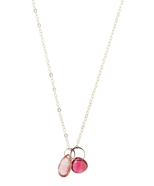 Gold Pink Tourmaline Necklace