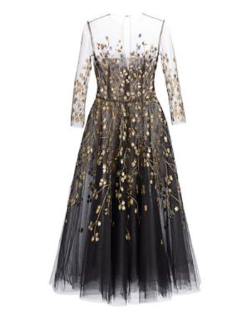 Embellished Illusion Fit-&-Flare Cocktail Dress