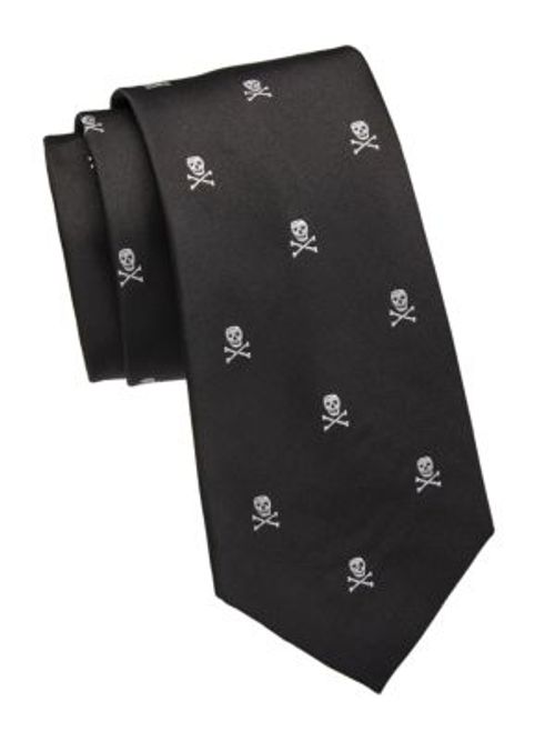 Skull Crossbones Silk Tie