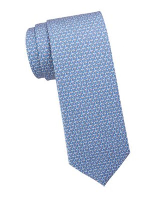 Swan-Print Silk Tie