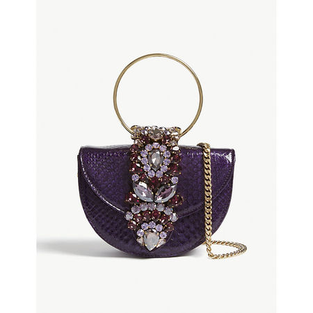 Gedebe Ladies Purple Extravagant Mini Brigitte Python-Skin Handbag