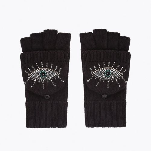 Kurt Geiger Women's Gloves Black Fabric Evil Eye Mitten