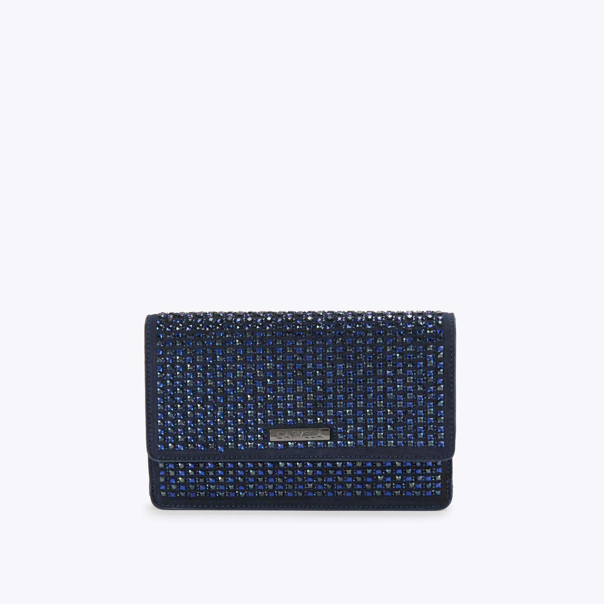 Carvela navy clutch bag top