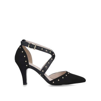 black studded court heels