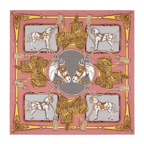 Silk scarf with horses and...