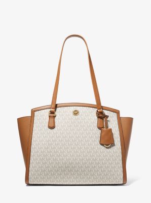 MK Chantal Large Logo Tote Bag Vanilla acorn Michael Kors