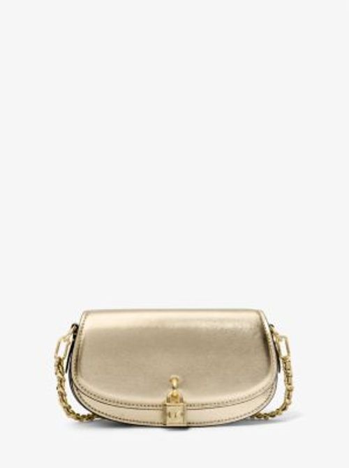 Piper Small Metallic Snake Embossed Leather Shoulder Bag