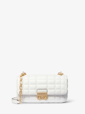 MK Tribeca Small Quilted Leather Shoulder Bag Optic White