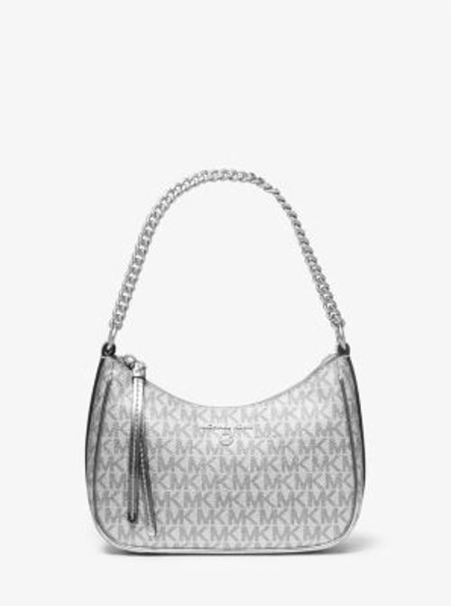 MK Jet Set Charm Small Metallic Logo Pochette - Silver - Michael Kors, £145.00