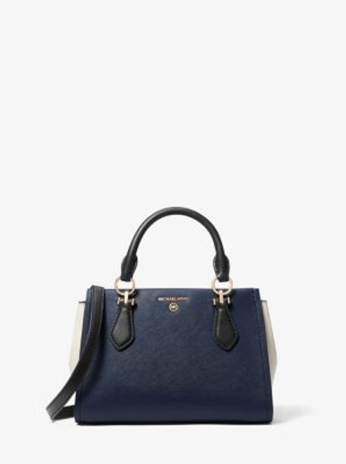 MK Marilyn Small Color-Block Saffiano Leather Crossbody Bag - Navy