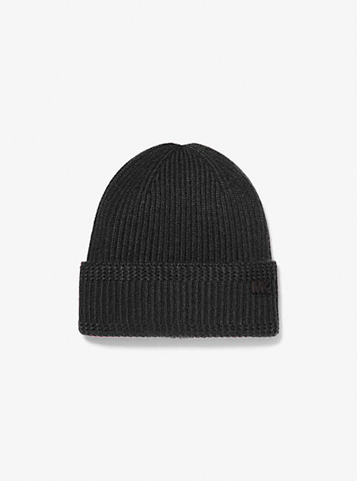 MK Ribbed Knit Beanie Hat -...