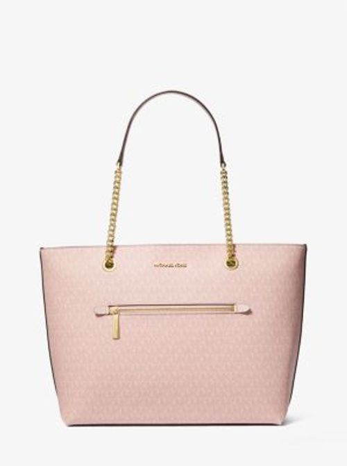 Michael Kors Jet Set Medium Powder Blush Leather Front Zip Chain Tote Bag  Purse 