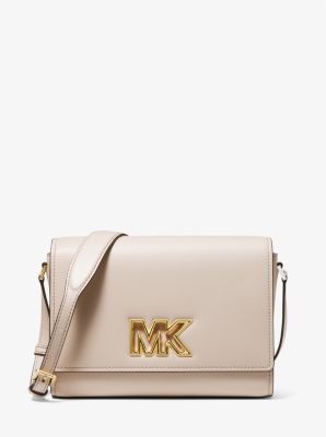 MK Mimi Medium Leather Messenger Bag Light Sand Michael Kors