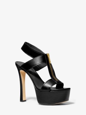 MK Berkley Leather Platform Sandal Black Michael Kors