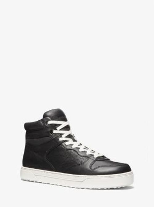 Georgie Metallic Empire Logo Jacquard and Leather Trainer