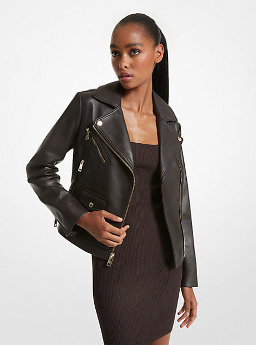 MK Leather Moto Jacket -...