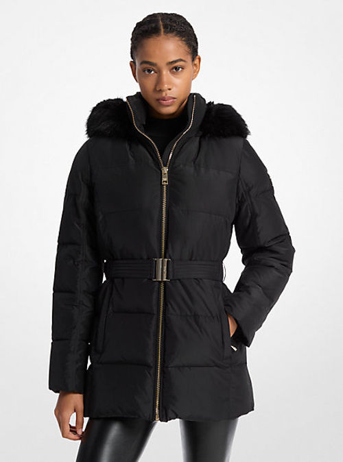 MK Faux Fur Trim Quilted...