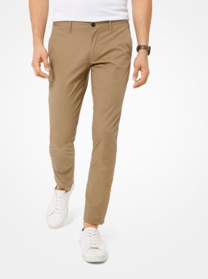 MK Skinny Fit Stretch Cotton Chino Trousers Khaki Michael Kors