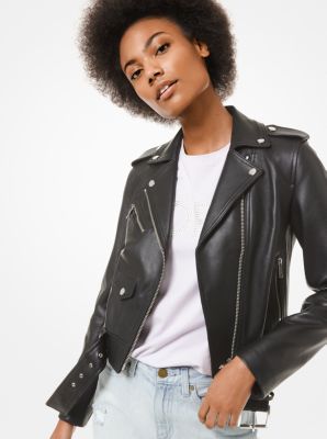 Michael michael kors crinkled shop leather moto jacket