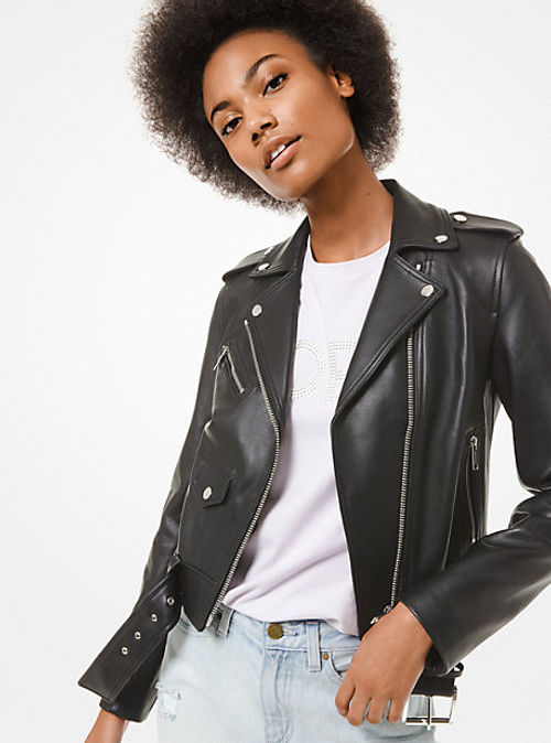 MK Leather Moto Jacket -...