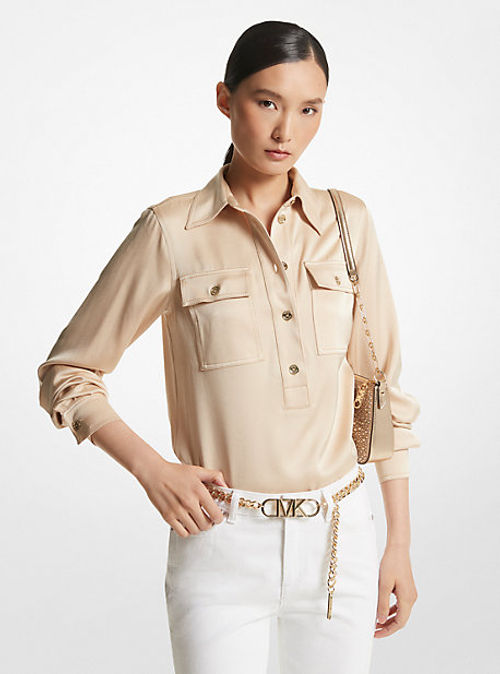 MK Satin Shirt - Buff -...