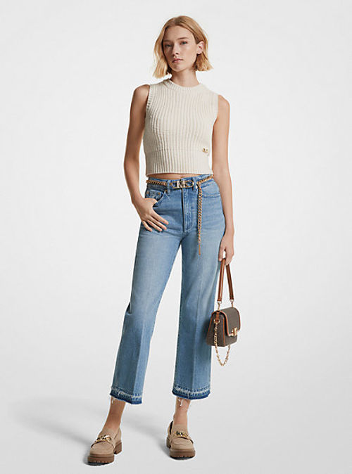 MK Cropped Denim Flared Jeans...