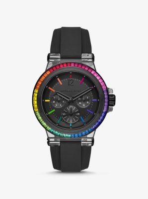 runway heart rate acetate and rainbow pavé smartwatch
