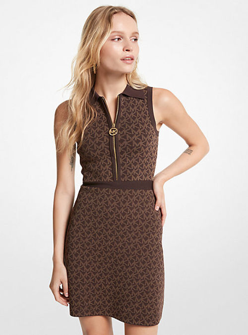 MK Logo Jacquard Polo Dress -...