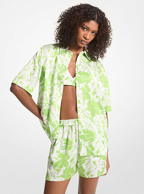 MK Palm Print Satin Cabana...