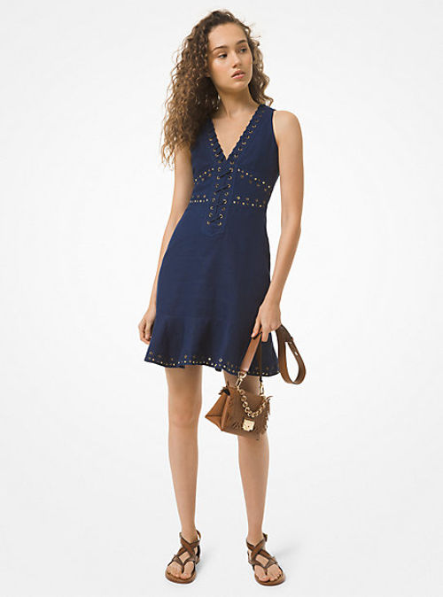 MK Lace-Up Washed Linen Dress...