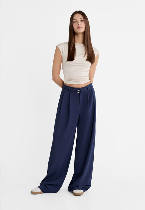 Smart trousers with contrast waistband