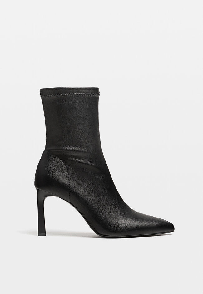 Stradivarius Stretch high heel ankle boots BLACK 2 39.99
