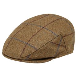 Magee 1866 Light Brown Windowpane Checked Flat Cap