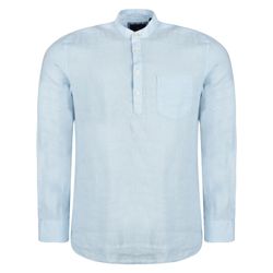 Magee 1866 Irish Made - Baby Blue Linen Corlea Grandfather Classic Fit Shirt