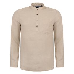 Magee 1866 Irish Made - Oat Linen Corlea Grandfather Classic Fit Shirt