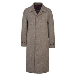 Magee 1866 Corrib Donegal Tweed Overcoat in Black & Camel Herringbone