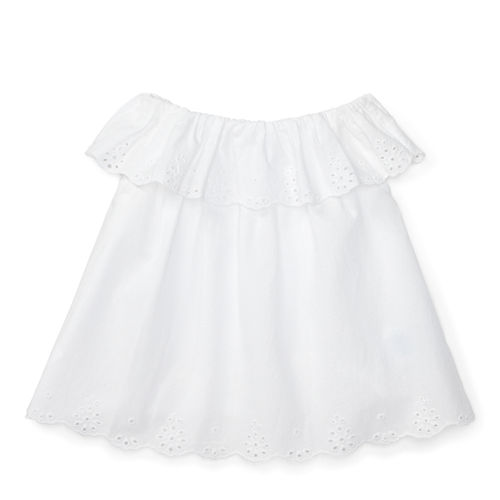 Ruffled Cotton Eyelet Top