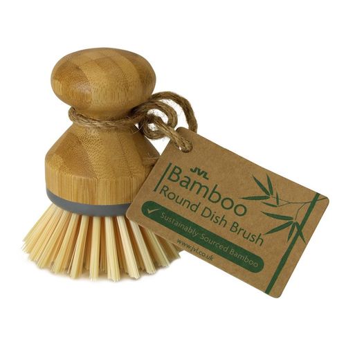 JVL Bamboo Round Dish Brush -...