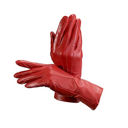 red leather gloves