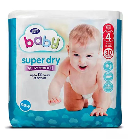 Boots Baby Super Dry With Active Stretch Nappies Size 4 30