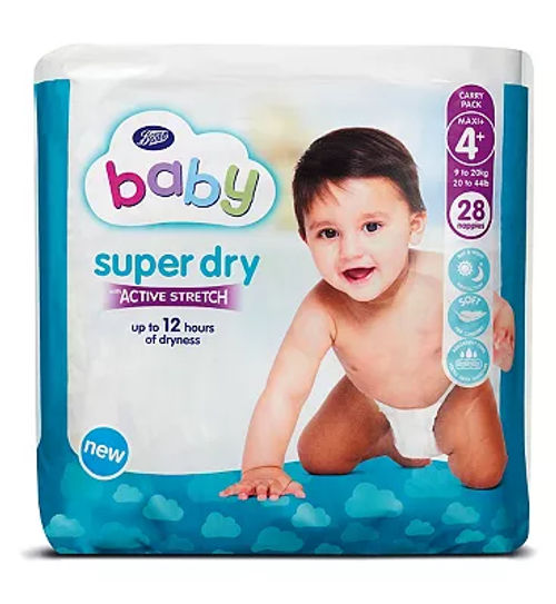 Boots Baby Super Dry With Active Stretch Nappies Size 4 28